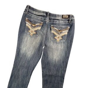 Earl Jean Womens Bootcut Jeans 12 Blue Wash Embroidered Flap Pockets Y2K Western